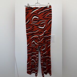 Red and Black Zebra Patterned Flare Pants